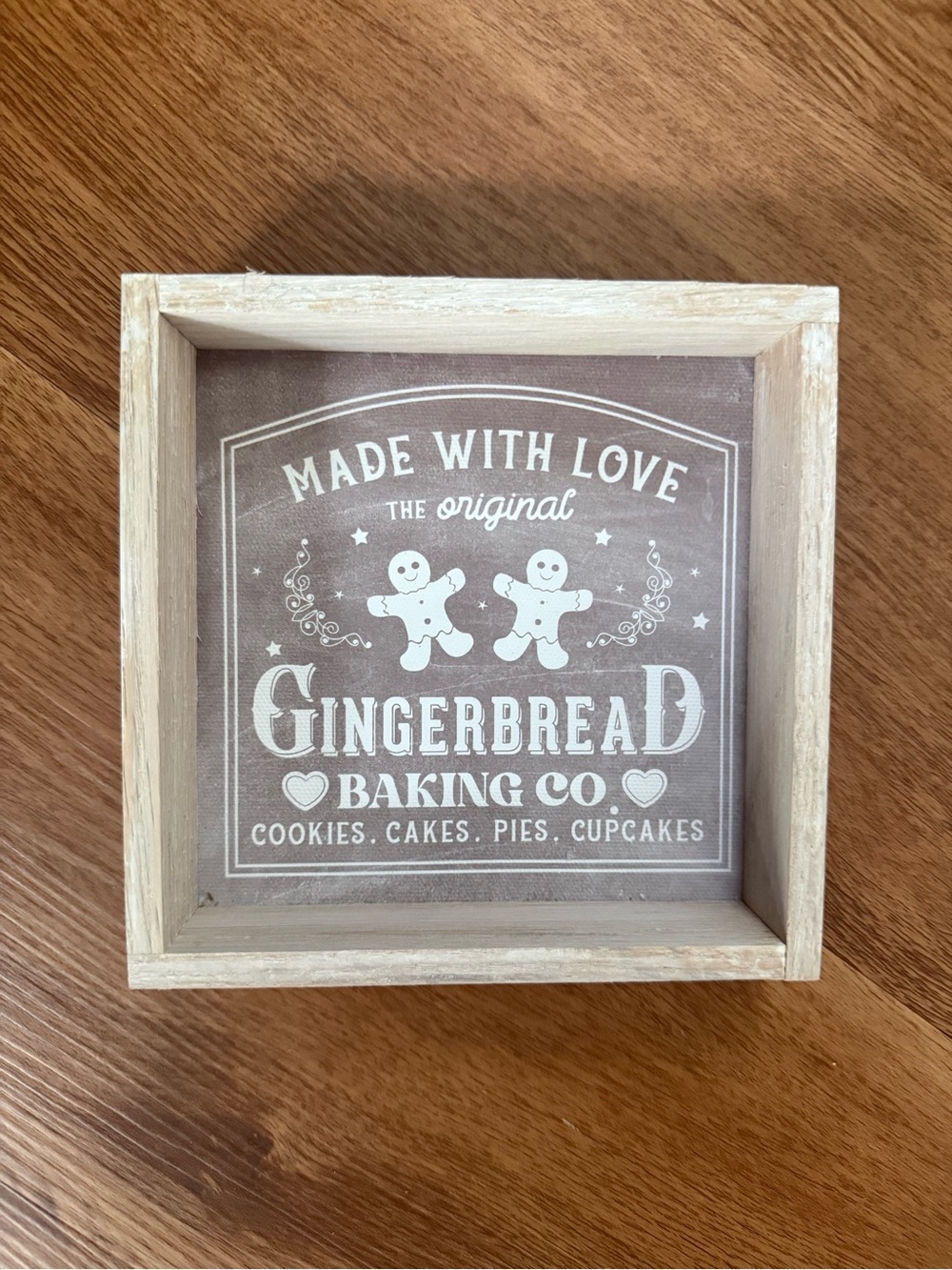 Gingerbread Baking Co. Wooden Holiday Wall Sign block - Brown & Natural